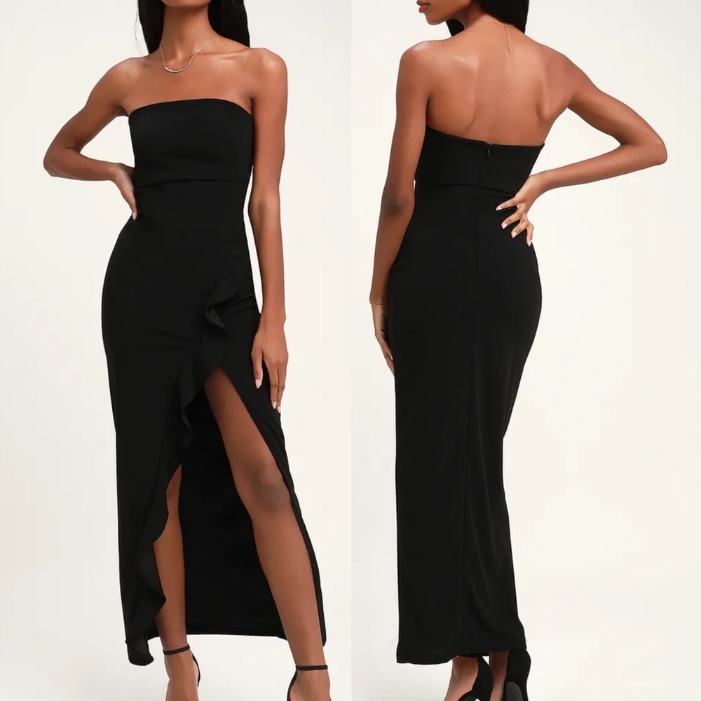 Lulus After Hours Strapless Black Gown
